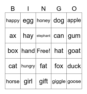 Phonics Review Bingo Card