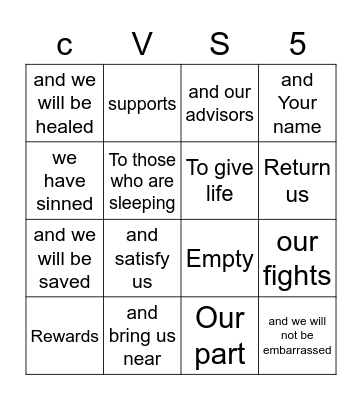 CVS5 Bingo Card