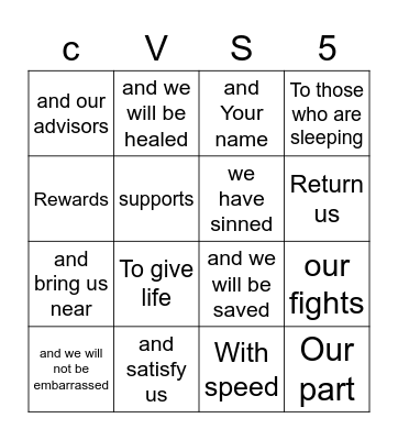 CVS5 Bingo Card