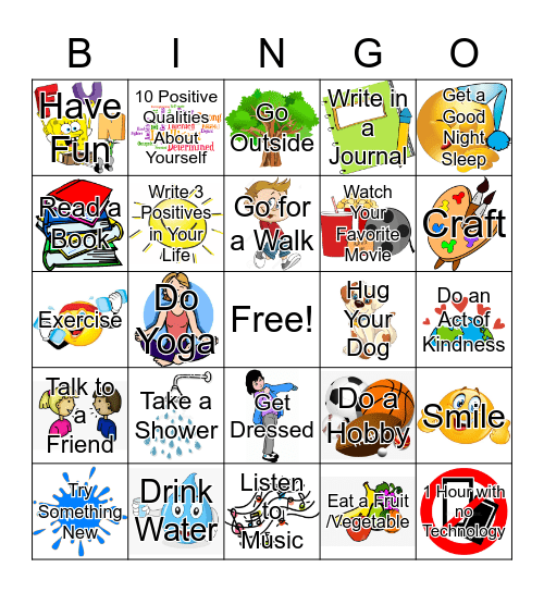 Self Care Bingo Card