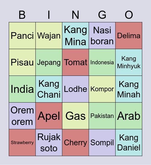 Bingo Hasna! Bingo Card