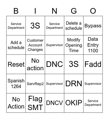 Customer Service and Solutions Bingo Card