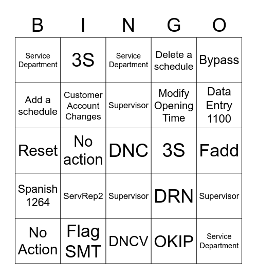 Customer Service and Solutions Bingo Card