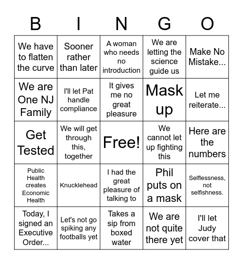 Phil Murphy BINGO Card