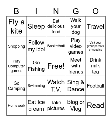 Bingo for the Summer Bingo Card