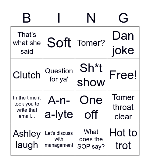 Analytical Bingo Card