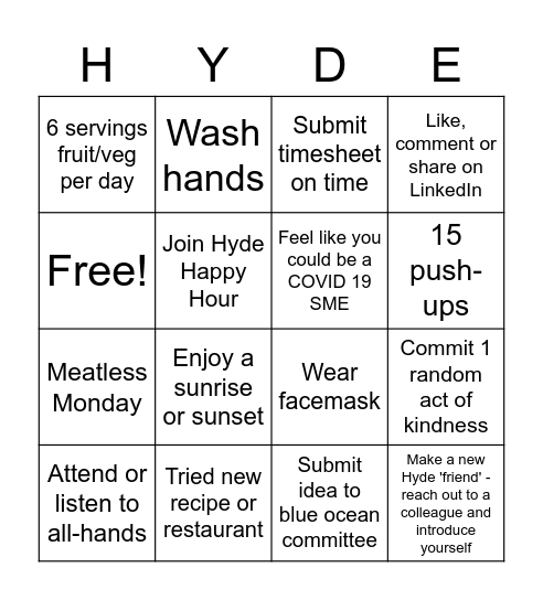 July Bingo Card