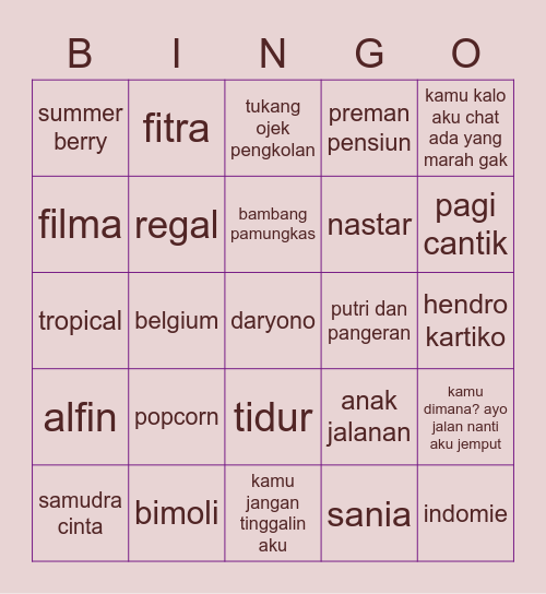 bingo suzy :3 Bingo Card