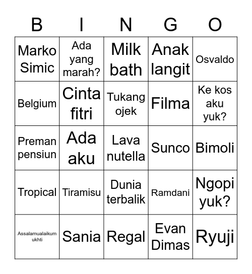 BINGJUM Bingo Card