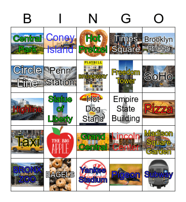 NEW YORK CITY BINGO Card