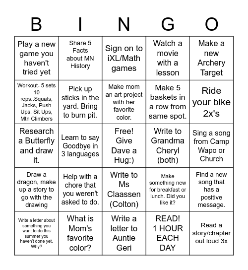 SUMMER FUN-Round 3 Bingo Card