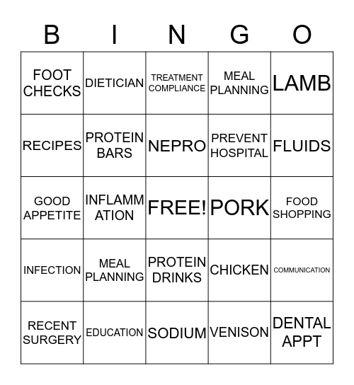 THE RENAL RESORT Bingo Card