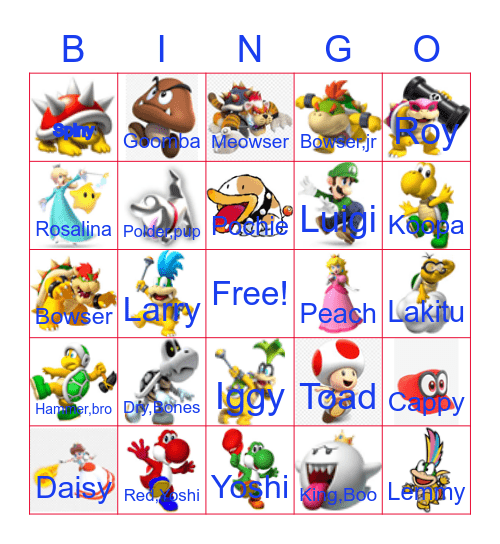 Mario 3D Bingo-STF Bingo Card