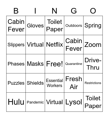 Quarantine Bingo Card