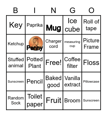 Household Scavenger Hunt Bingo Card