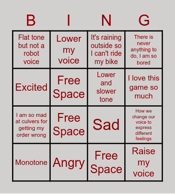 Tone of Voice Bingo Card