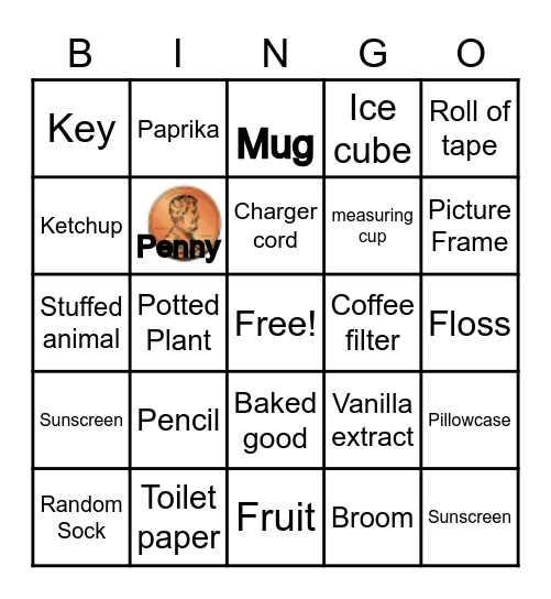 Household Scavenger Hunt Bingo Card