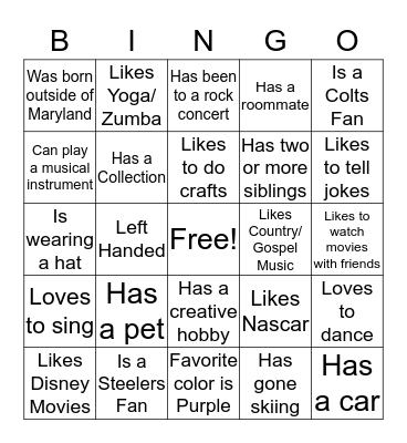 Buddy Bingo Card
