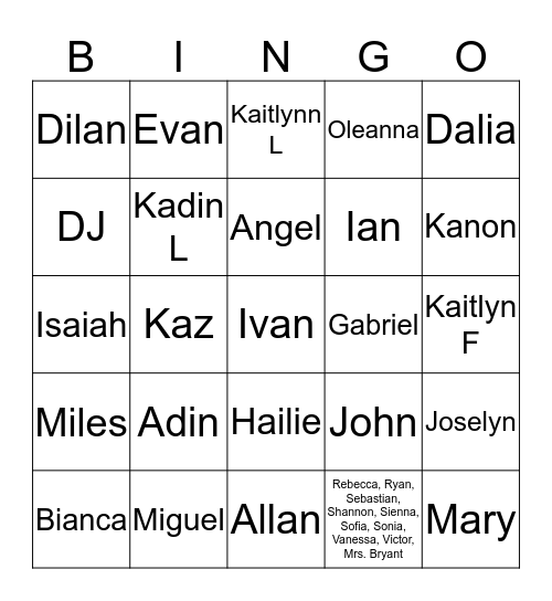 Our Class Traditions and Heritages Bingo Card
