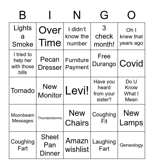 BECKY BINGO Card