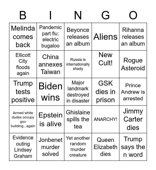 2020 Bingo Card