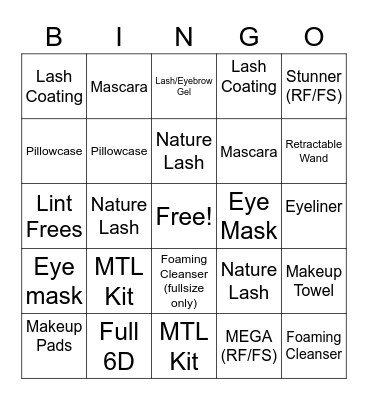 July Lash Retail/Upgrade Bingo! Bingo Card