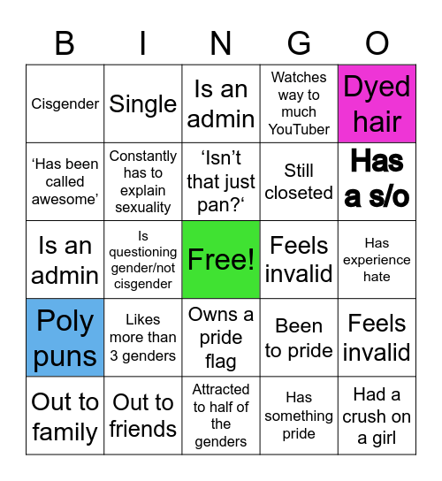 Polysexual Bingo! Bingo Card