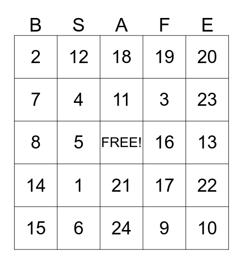 Fall Awareness Bingo Card