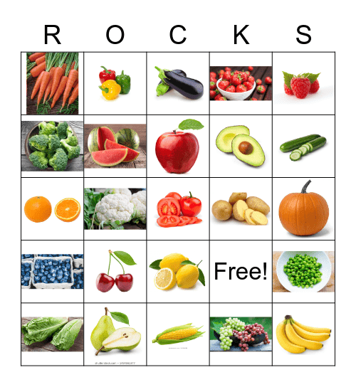 Fruits/Vegetables Bingo Card
