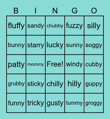 y endings Bingo Card