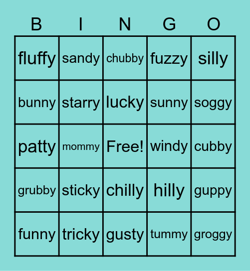 y endings Bingo Card