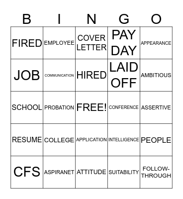 Education and Employment Bingo Card