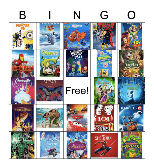 Animation Bingo Card