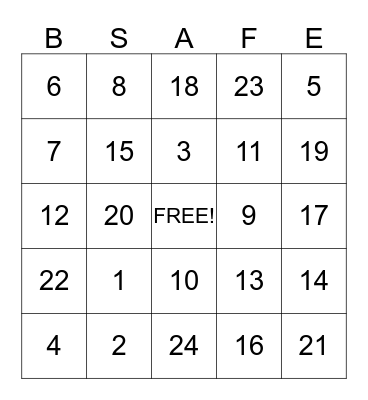 FALL AWARENESS Bingo Card
