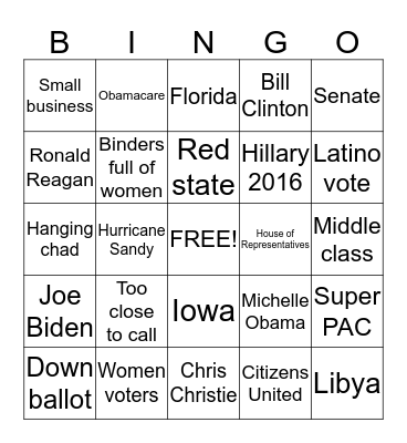 Election Night Bingo Card