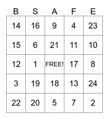 FALL AWARENESS Bingo Card