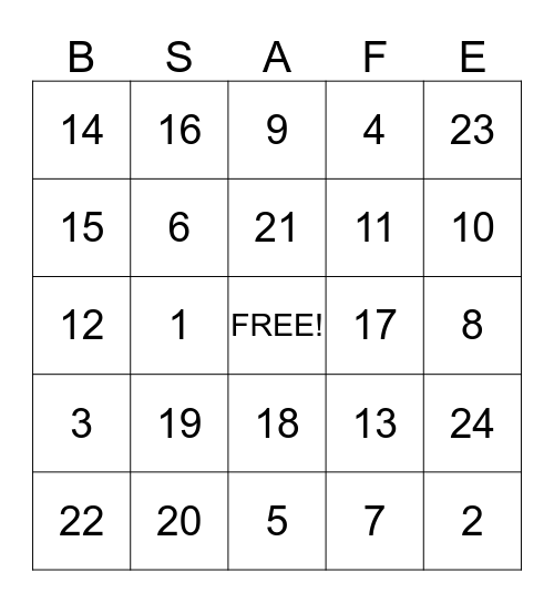 FALL AWARENESS Bingo Card