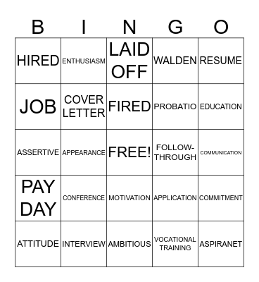 Education and Employment Bingo Card