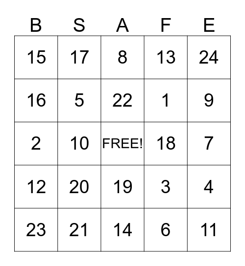 FALL AWARENESS Bingo Card