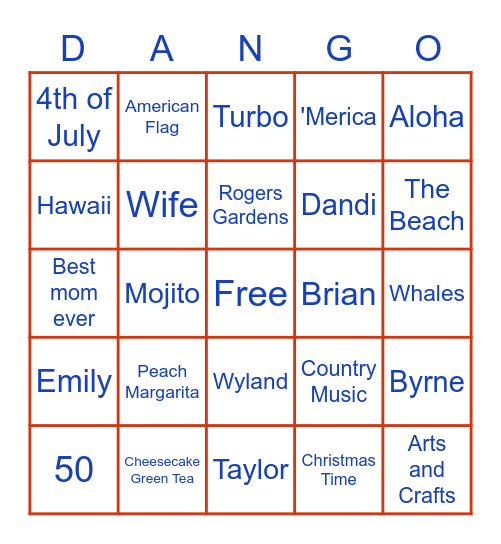 Dandi Bingo Card