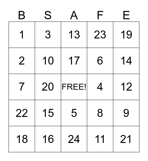 FALL AWARENESS Bingo Card