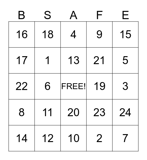 FALL AWARENESS Bingo Card