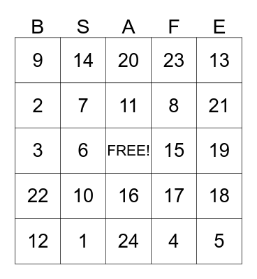 FALL AWARENESS Bingo Card