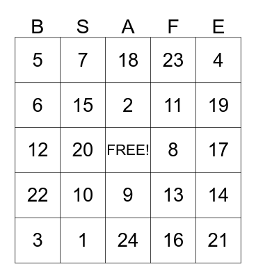 FALL AWARENESS Bingo Card