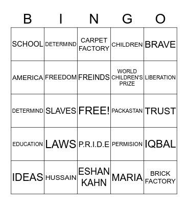 IQBAL BINGO Card