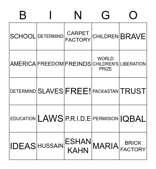 IQBAL BINGO Card