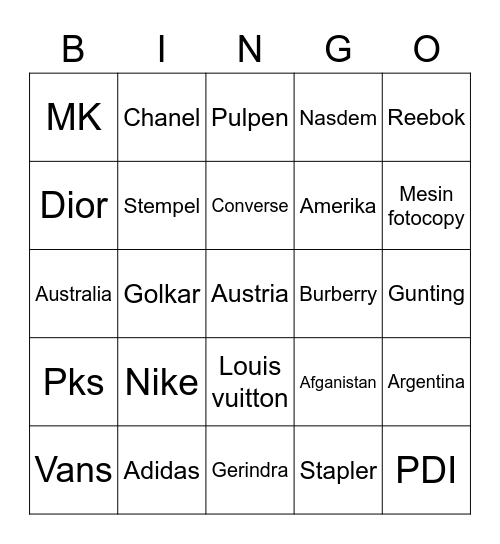 Untitled Bingo Card