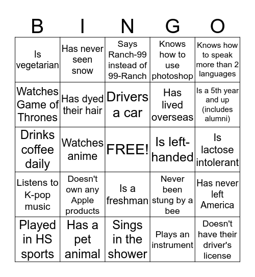 Bingoooooo Bingo Card