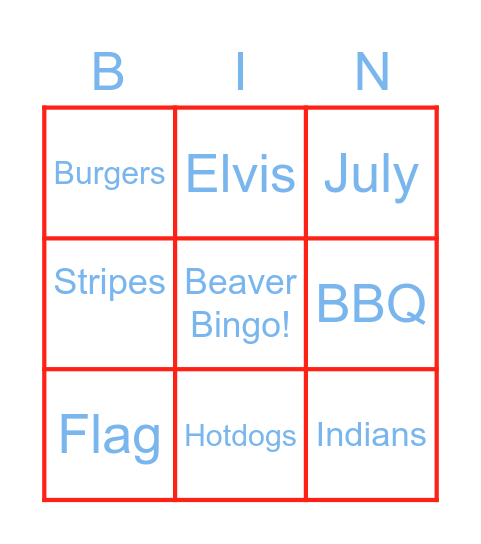 4th July Bingo Card