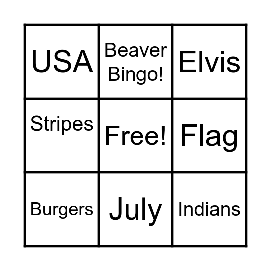 4th July Bingo Card